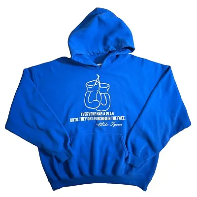 Everyone Has A Plan Until Punched Men's Blue Hoodie Mike Tyson Boxing MMA 50/50 • $29.99