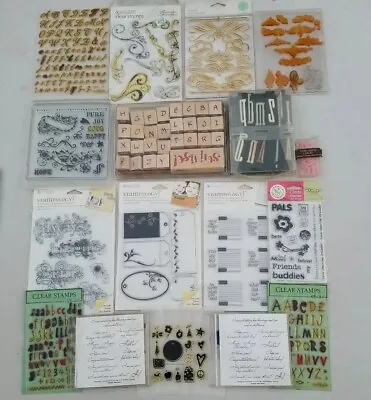 Clear Rubber Stamps LOT Letters Phrases Scrolls Card Making Scrapbook Tags NEW • $23