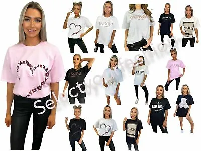 £7.99 • Buy Womens T-Shirt Short Sleeve Heart Love Ladies Oversized Casual Tee Tops Summer