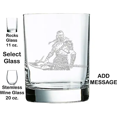 VIKING Warrior PERSONALIZED ENGRAVED On Rocks Whiskey Or Stemless Wine Glass • $29.98