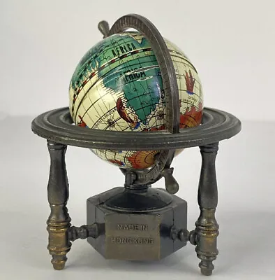 Vintage Miniature Die-Cast Globe Pencil Sharpener Antique Finish From Hong Kong • $14.99