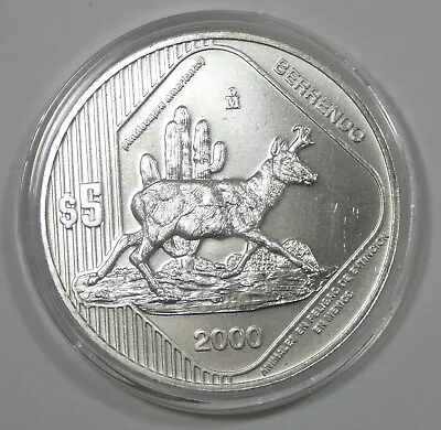 2000 Mexico 5 Pesos Peninsula Antelope 1 Oz Silver BRILLIANT UNCIRCULATED • $95
