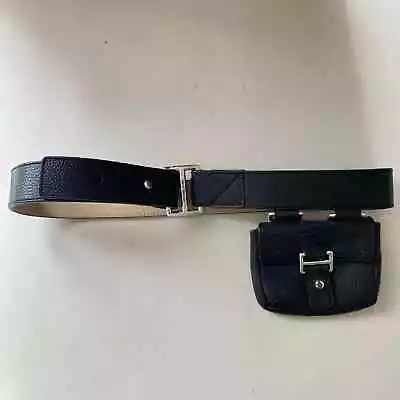 Michael Kors Black Leather Belt With Belt Bag Fanny Pack Waist Bag Size M/L • $49.99