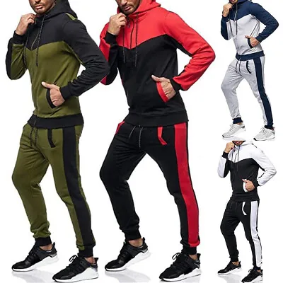 Men's Sweat Track Suit Zip Up Comfy Joggers Pants Sportswear Gym Outdoor Outfit • $24.05