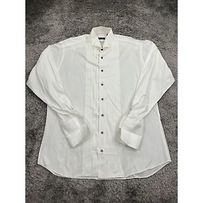 Vintage Gitman Bros Shirt Mens 16 34 White French Cuff Ruffle Tuxedo Made In USA • $44