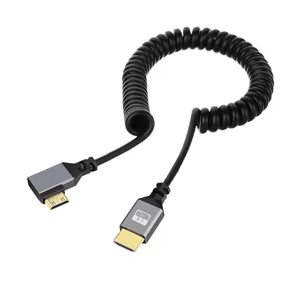 NFHK Mini Micro HDMI 2.0 Male To HDMI Male 4K Stretch Coiled Cable 90 Degree • $9.99