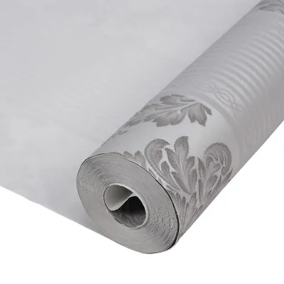 3D Glitter Silver Grey Damask Wallpaper Roll Metallic Textured Wall Paper Decor • £8.95