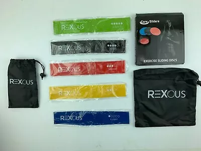 Pack Of Exercise Bands And Exercise Core Sliding Discs With Carry Bag • $9.95