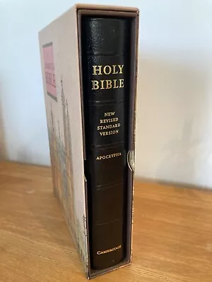 NRSV REFERENCE BIBLE Black Bonded Leather Gilt Edge Presentation Box VGC! • £40