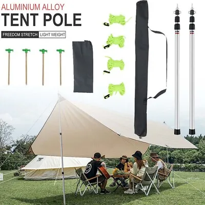 $19.39 • Buy Adjust Set Of 2 Aluminum Camping Tarp Poles Telescoping Tent Pole 90-230cm AU