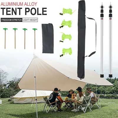 $17.15 • Buy Adjust Set Of 2 Aluminum Camping Tarp Poles Telescoping Tent Pole 90-230cm AU