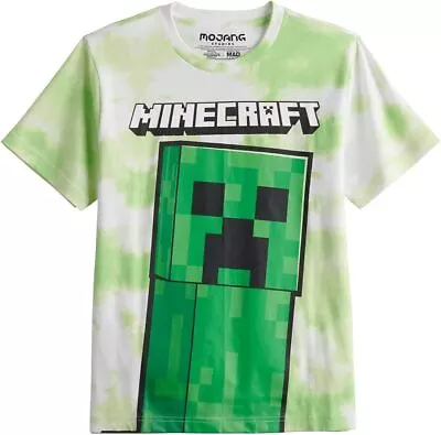 Minecraft Big Boys' Giant Creeper And Logo Tie-Dye Graphic Print T-Shirt • $14.99
