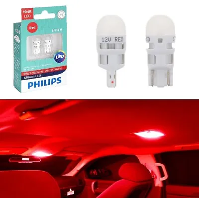 Philips 194 RED Ultinon High Power LED T10 Xenon Wedge Super Bright Light Bulbs • $19.98