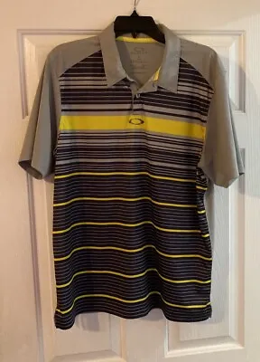 Oakley Polo Shirt Adult Mens Large Logo Bright Yellow Regular Fit Golf Hydrolix • $7.99