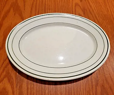 McNicol  LIBERTY VITRIFIED CHINA  Small 9x7 Green Stripe Platter  1930s • $12.50