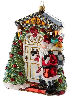 Retired Mackenzie Childs Courtly Check Ornament Knock Knock Santa -New- Last One • $120
