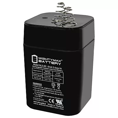 Mighty Max ML5-6S -6 Volt 5 AH Spring S2 Terminal Rechargeable SLA AGM Battery • $14.99