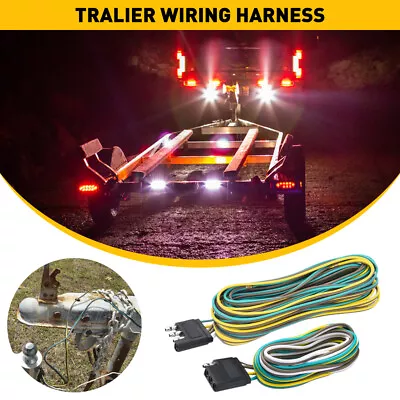 25' 4 Pin Flat Trailer Wiring Harness Kit Wishbone Style For Trailer Tail Lights • $14.99