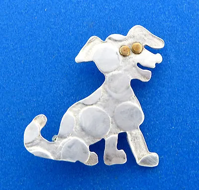 Vintage Dalmation Dog Brooch Pin Sterling Silver Signed 1*1.25 Inch • $24.54