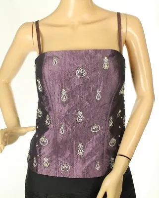 $24.99 • Buy NWT Simon Chang Women's Purple Crystal Embellished Sleeveless Top Size 8