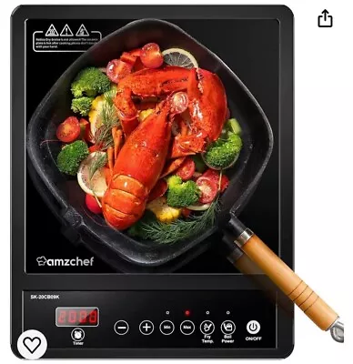 AMZCHEF Single Induction Hob Portable Induction Hob 10 Temperature Settings An • £26.49