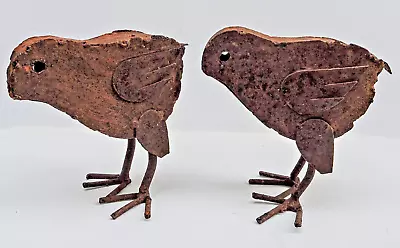 Set Of 2 Vintage Rustic Chicks Decorative Country Decor Metal Figurines • $26.95