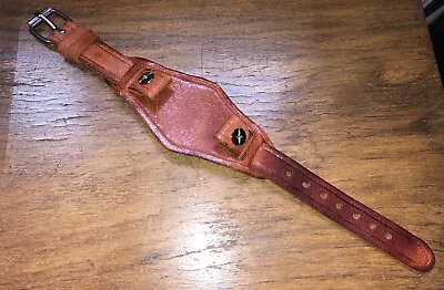 16mm Brown Leather Handmade WW1 WW2 Army Pilot Aviator Bund Strap Watch Band • $20