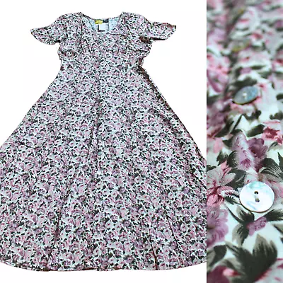 80’s Vintage Cottagecore Floral Midi Dress 11/12 Medium Gorgeous All That Jazz • $39