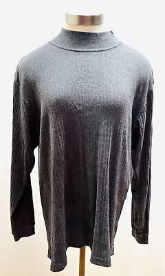 CLUB ROOM Men Long Sleeve Gray Mock Neck 100% Cotton Casual Shirt Size Medium • $14.99