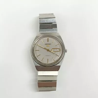 Vintage Seiko 5 Automatic 7019 Day/Date 21J Men Watch Grey Dial Japan Made 80's • £65