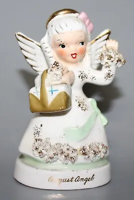 Vintage Napco AUGUST ANGEL  With PICNIC BASKET FIGURINE  # A1368 4 1/4  Tall • $14.99