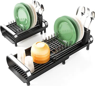 Small Dish Drying Rack Expandable Dish Rack Compact Dish Drainer Stainless Steel • $26.92