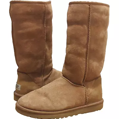 UGG Classic Tall II Boot In Chestnut Suede Sheepskin Women's Size 8 • $80