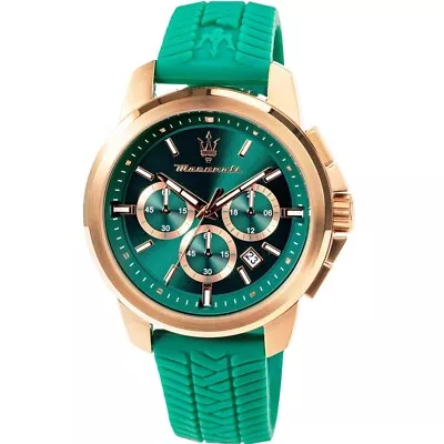 Maserati Successo Chronograph Green Silicone Strap Men Watch R8871621038 • $270.20