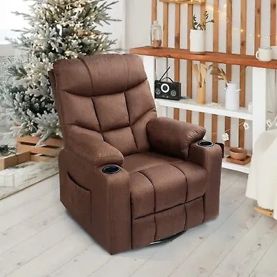 YODOLLA Massage Recliner Chair Fabric Heated Vibratory Rocker 360 Swivel Sofa • $279.99