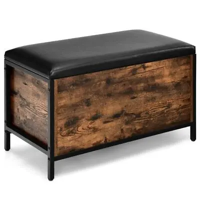 Wooden Flip Top Shoe Storage Chest Bench Box Padded Cushion Seat Stool Ottoman • $138.50