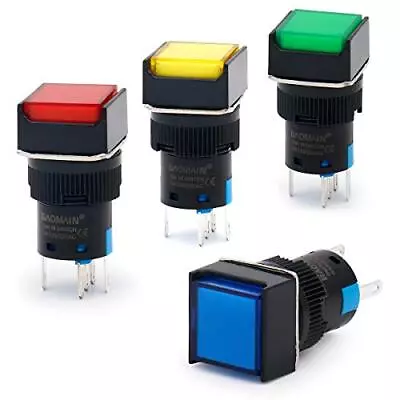 16mm Push Button Switch Momentary Square Cap Led Lamp Red Yellow Blue Green Ligh • $14.24