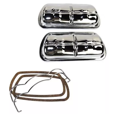 58 - 79 Vw Bug Ghia Squareback Pre 72 Bus Chrome Valve Coverspair W/ Gaskets • $40.49