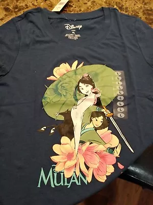 Disney Mulan Anime Half Girl Half Warrior Size L Graphic T-Shirt NWT Blue • $13.99