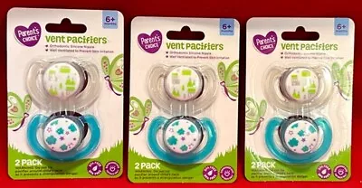 Lot Of 3 Parent's Choice Vented Pacifiers 6+ Months  6 Total Pacifiers NEW • $10.50