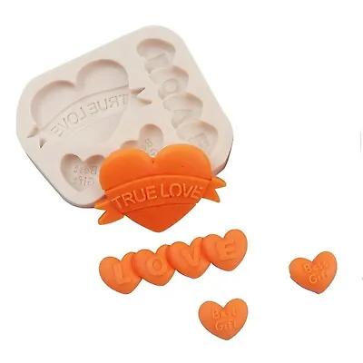 Valentine's Day Love Heart True Love Silicone Mould 4-in-1 Chocolate Candy Resin • £3.49