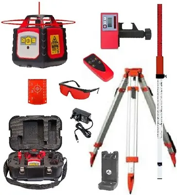 Rotary Laser Level Self-Levelling Horiz Vert Plumb Builders Set W/Tripod & Staff • £499.99