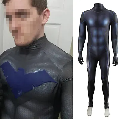 $49.99 • Buy Newest Nightwing Jumpsuit Muscle Bodysuit Cosplay Costume Adult & Kids Halloween