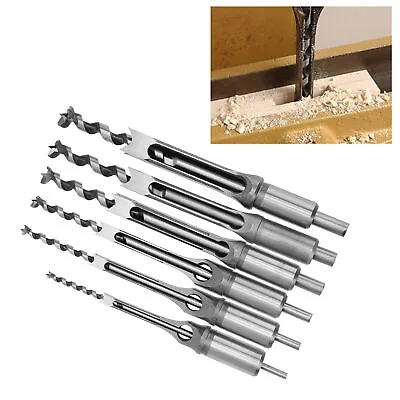 6Pcs Mortice Hole Saw Auger Drill Bit Set Mortising Chisel Woodworking Uk • £22.89