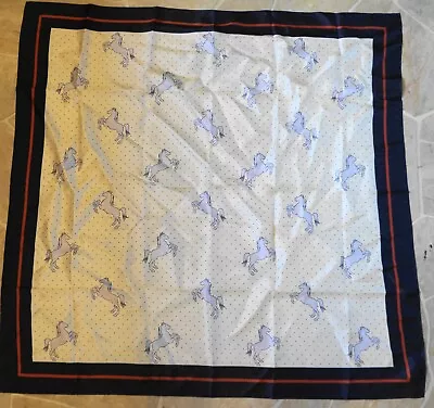 Cabi Silk Scarf Horses Polka Dots Cream Navy • $25