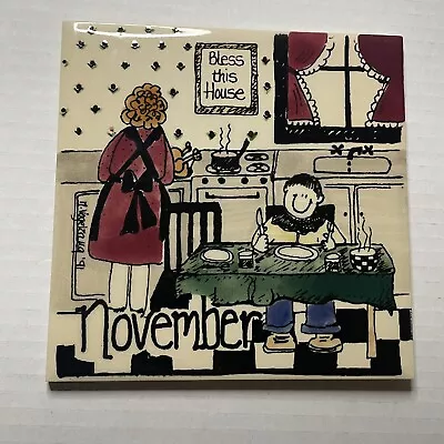 Vintage H & R Johnson Tile November Thanksgiving Dinner England Hanging Decor • $16.99