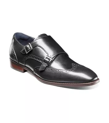 Stacy Adams Men's Karson Double Monk Strap Black Leather Shoes 25570-001 • $120