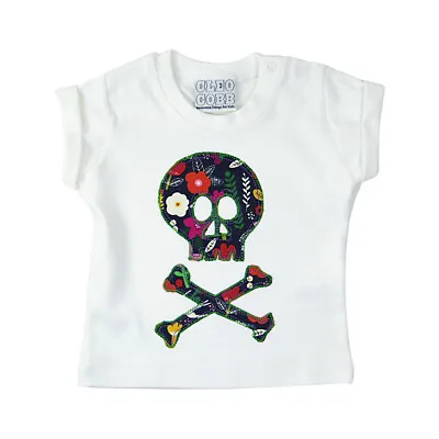 Baby/Toddler Skull Flower T-Shirt Unisex - 3-6 To 18-24 Months • £7