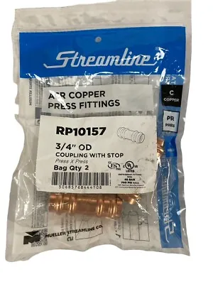 NEW Bag Of 2 Streamline RP10157 Refrigeration ACR Copper Press Fittings • $26.99