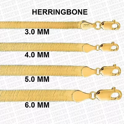 £286.23 • Buy Solid 14K Yellow Gold Herringbone Chain Necklace 